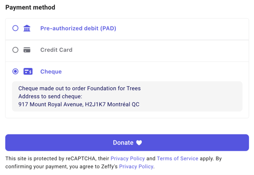 What payment methods does Zeffy accept?